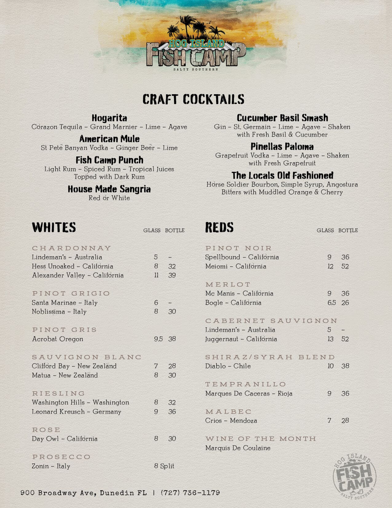 MENU Hog Island Fish Camp