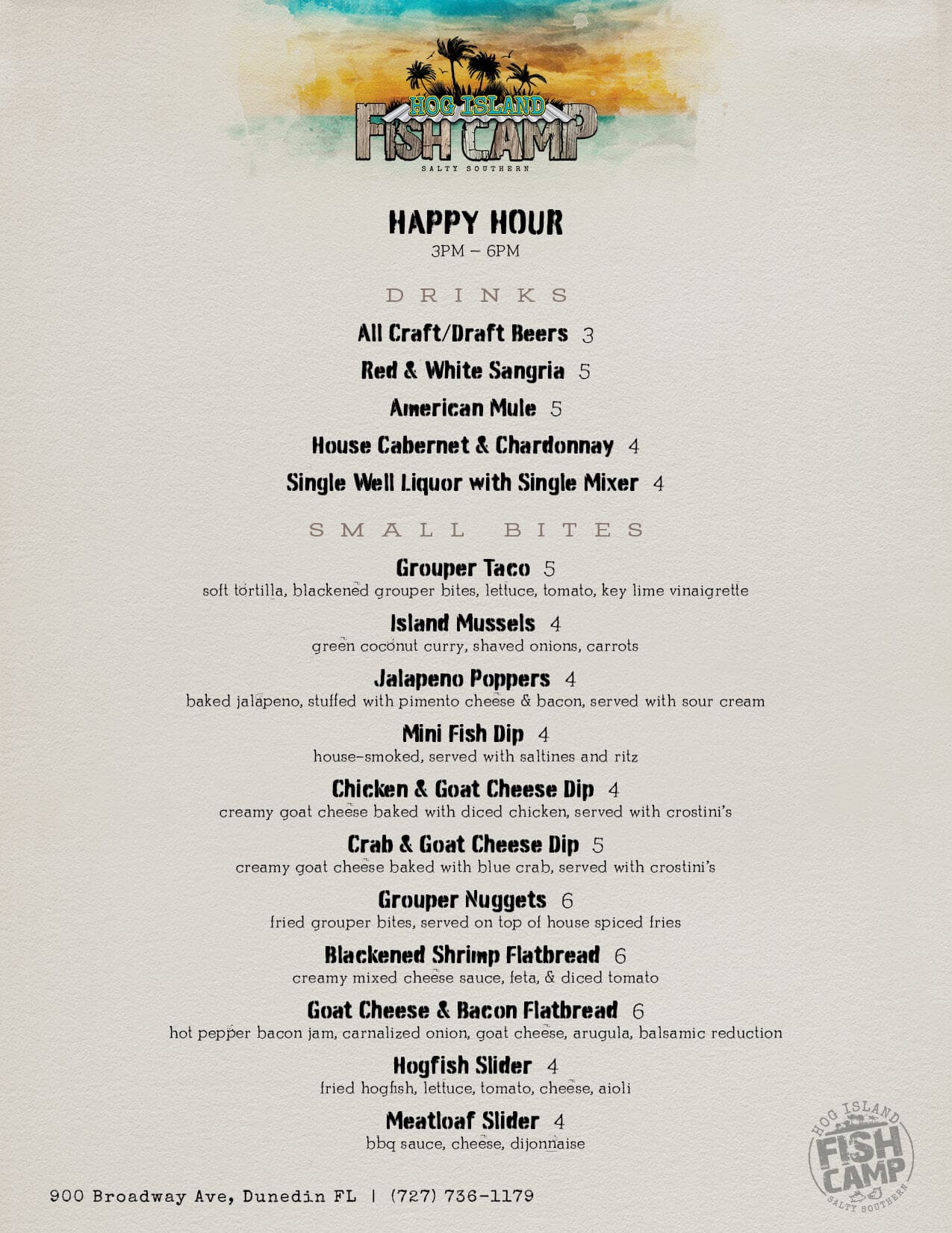 MENU Hog Island Fish Camp