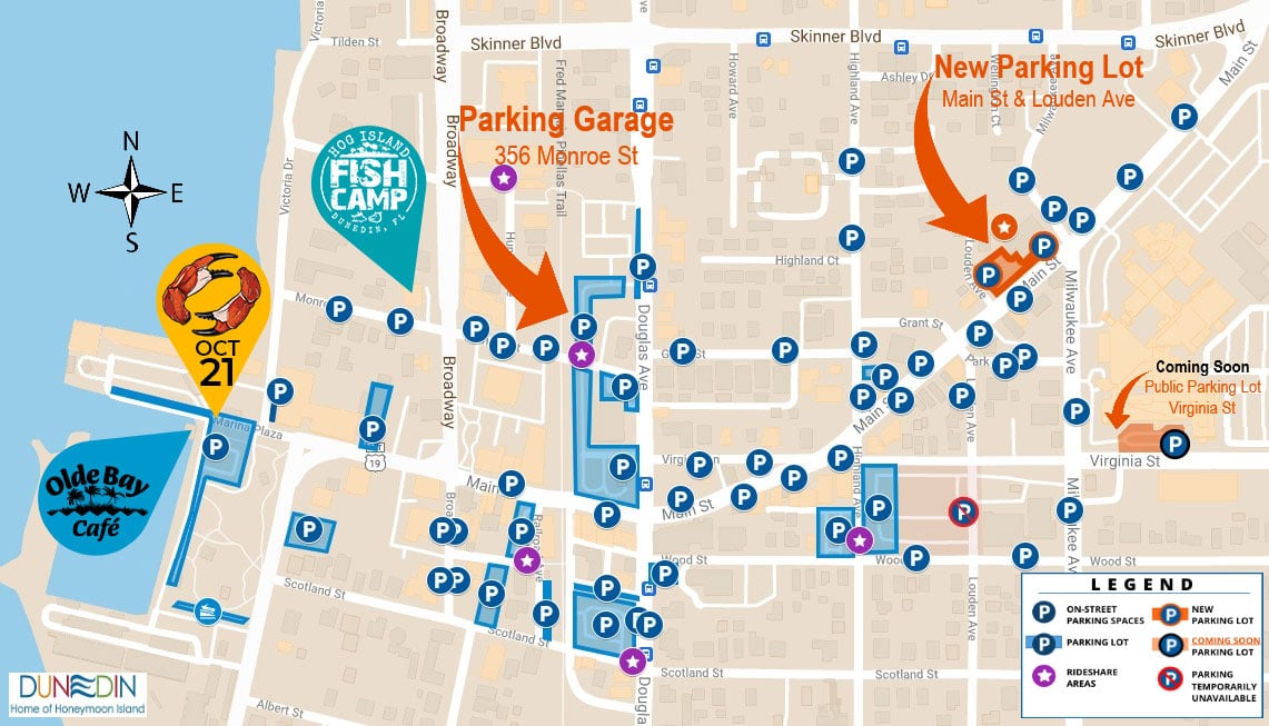 Dunedin Parking Map | Hog Island Fish Camp