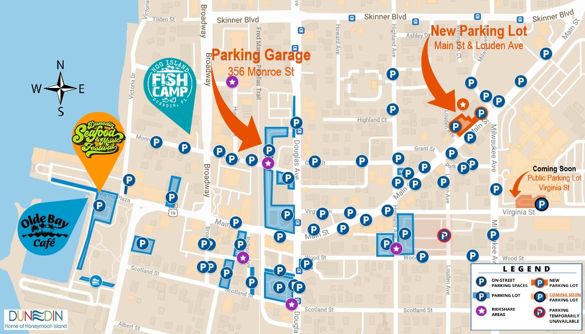 Dunedin Parking Map | Hog Island Fish Camp
